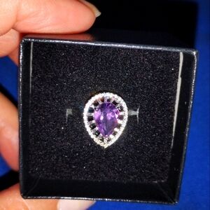 Elegant Purple Teardrop Ring